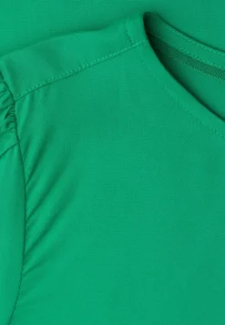 Bluse mit Rundhals und kurzen Puffärmeln