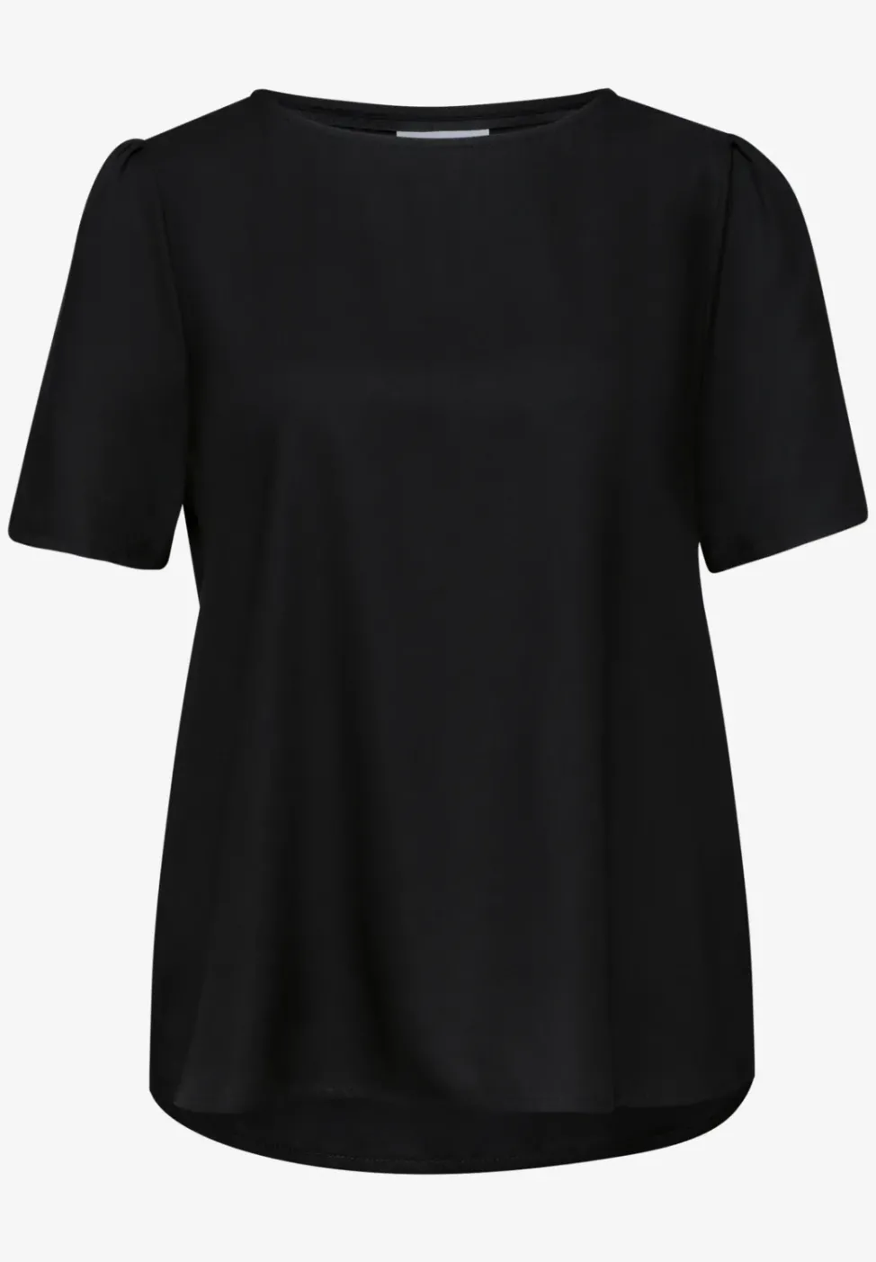 Bluse mit Rundhals und kurzen Puffärmeln