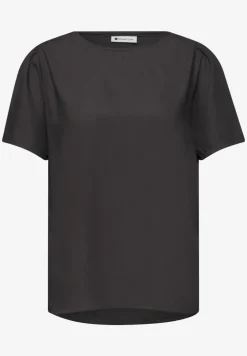 Bluse mit Rundhals und kurzen Puffärmeln