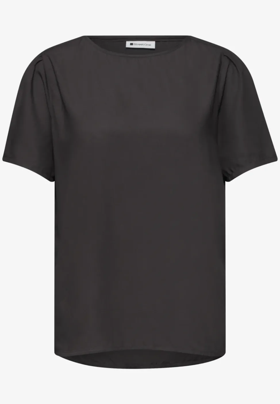 Bluse mit Rundhals und kurzen Puffärmeln