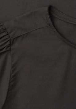 Bluse mit Rundhals und kurzen Puffärmeln
