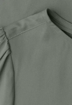 Bluse mit Rundhals und kurzen Puffärmeln