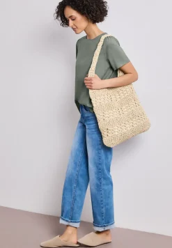 Bluse mit Rundhals und kurzen Puffärmeln