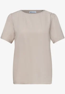 Bluse mit Rundhals und kurzen Puffärmeln