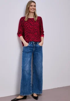 Bluse mit Rundhals und Tapedetails