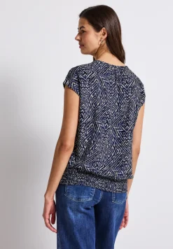 Bluse mit Smoksaum