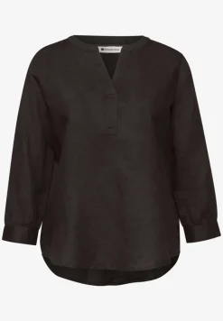 Bluse mit Split Neck aus Leinenmix