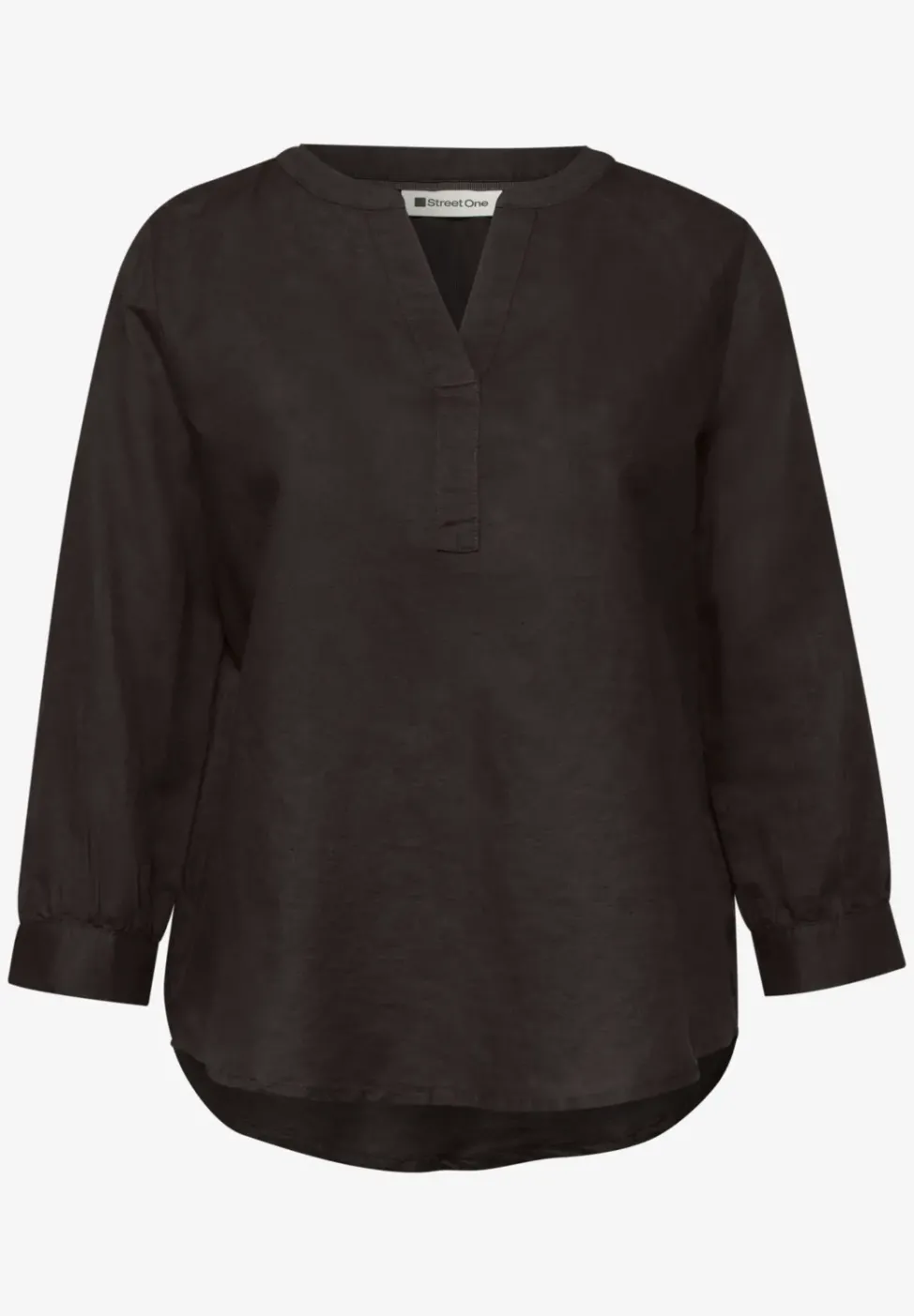 Bluse mit Split Neck aus Leinenmix