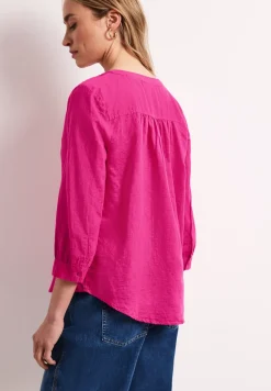 Bluse mit Split Neck aus Leinenmix