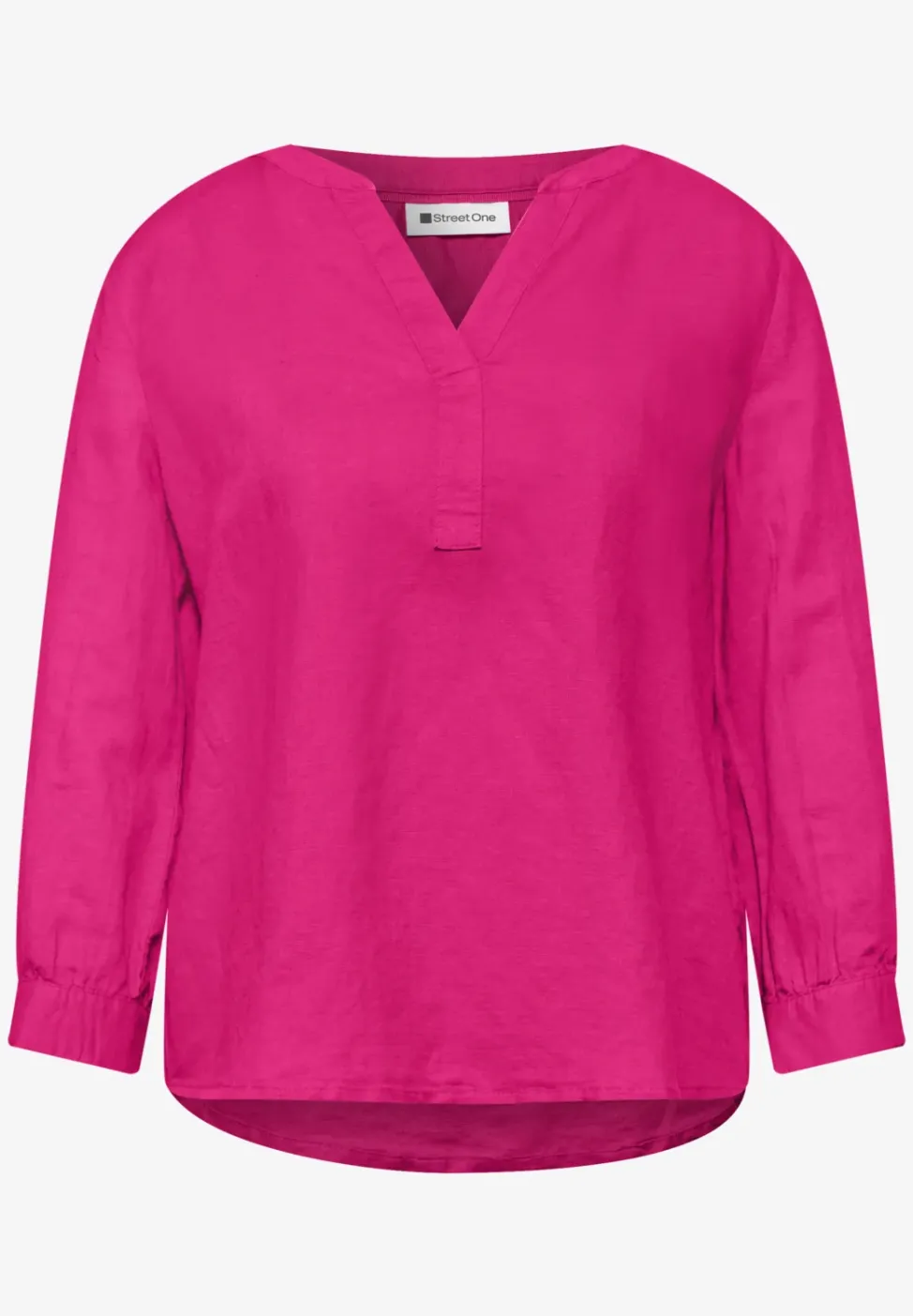 Bluse mit Split Neck aus Leinenmix