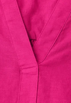 Bluse mit Split Neck aus Leinenmix