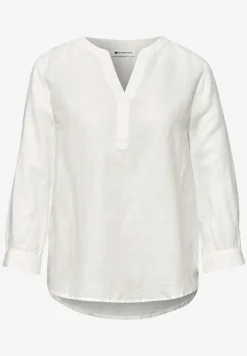 Bluse mit Split Neck aus Leinenmix
