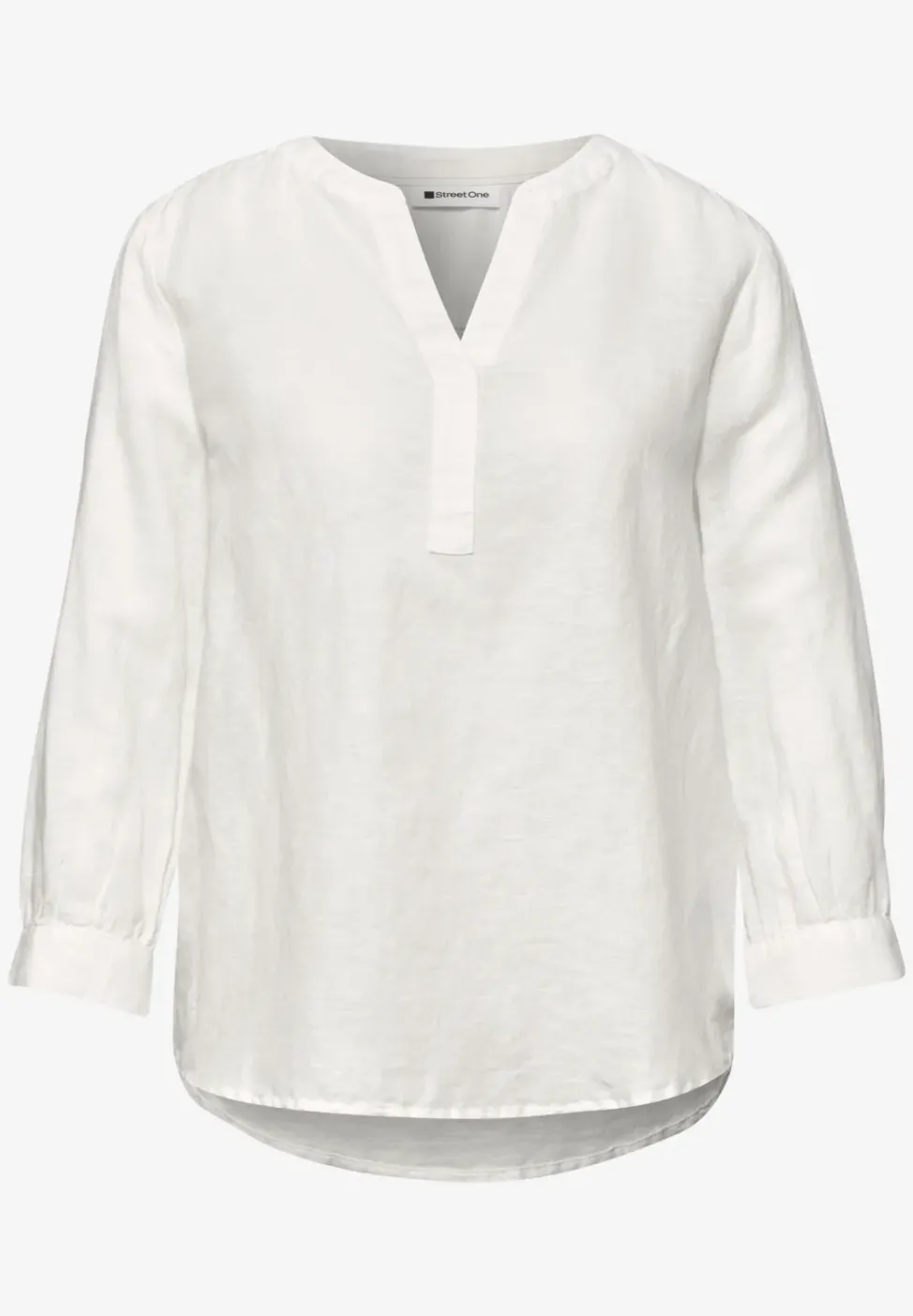 Bluse mit Split Neck aus Leinenmix