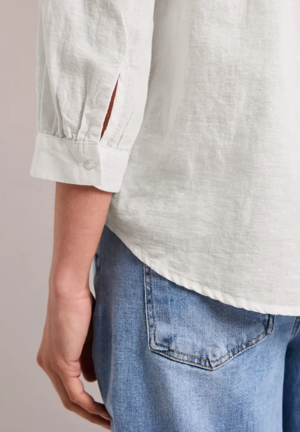 Bluse mit Split Neck aus Leinenmix