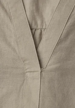 Bluse mit Split Neck aus Leinenmix