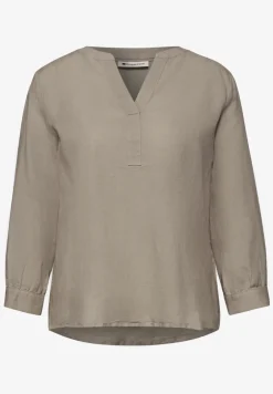 Bluse mit Split Neck aus Leinenmix