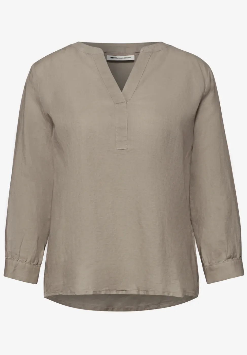 Bluse mit Split Neck aus Leinenmix