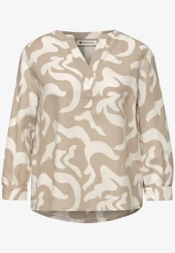 Bluse mit Split Neck aus Leinenmix