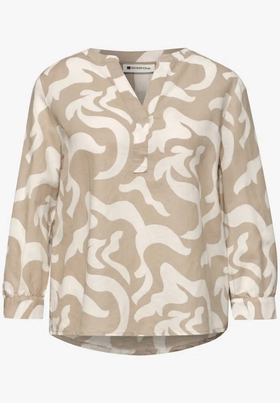 Bluse mit Split Neck aus Leinenmix