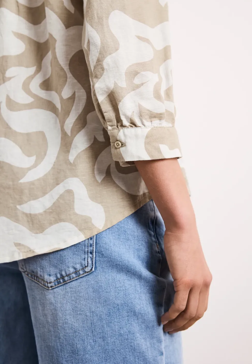 Bluse mit Split Neck aus Leinenmix