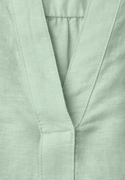 Bluse mit Split Neck aus Leinenmix