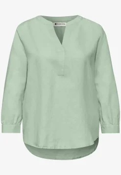 Bluse mit Split Neck aus Leinenmix