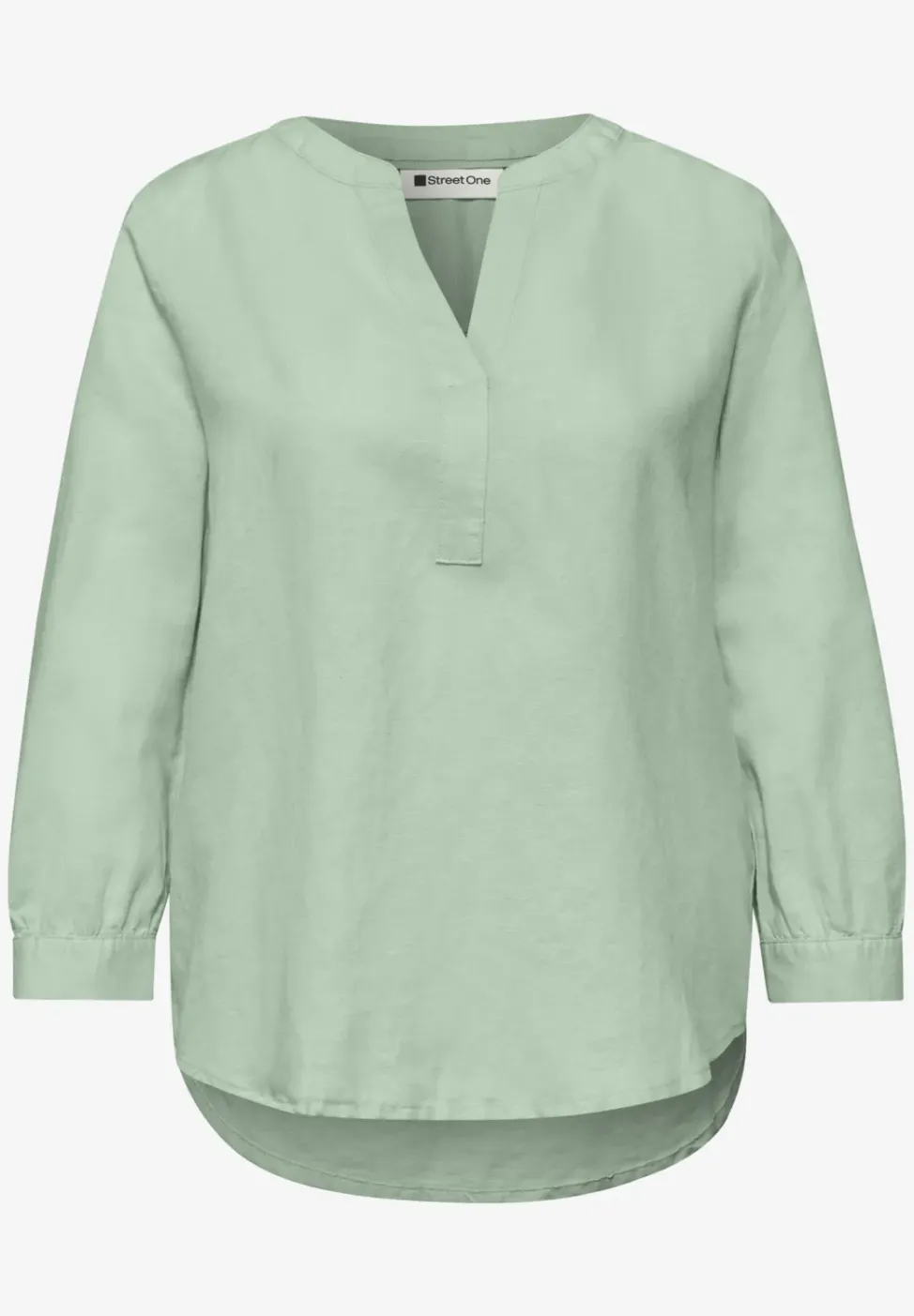 Bluse mit Split Neck aus Leinenmix