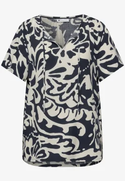 Bluse mit Split Neck und Bändern