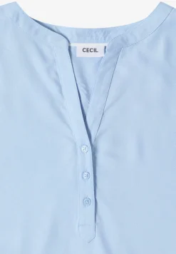 Bluse mit Split Neck und Elastiksaum