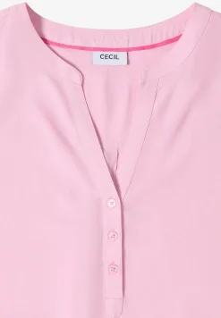 Bluse mit Split Neck und Elastiksaum