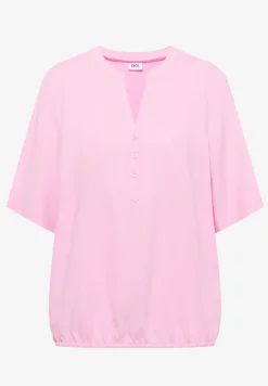 Bluse mit Split Neck und Elastiksaum