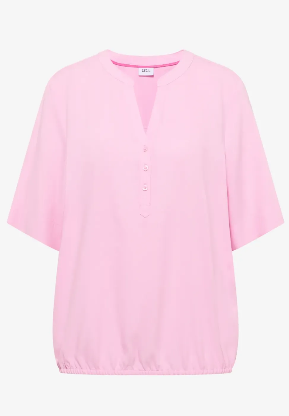 Bluse mit Split Neck und Elastiksaum