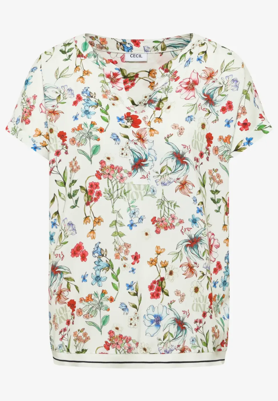 Bluse mit Split Neck und floralem Muster