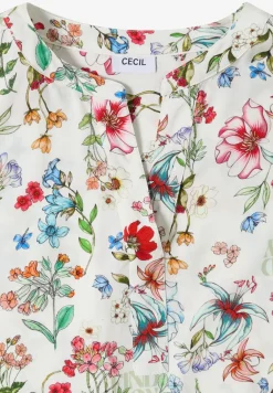 Bluse mit Split Neck und floralem Muster
