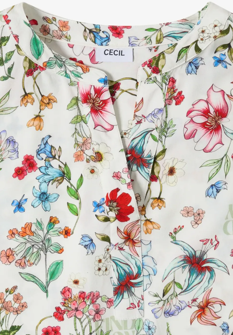 Bluse mit Split Neck und floralem Muster