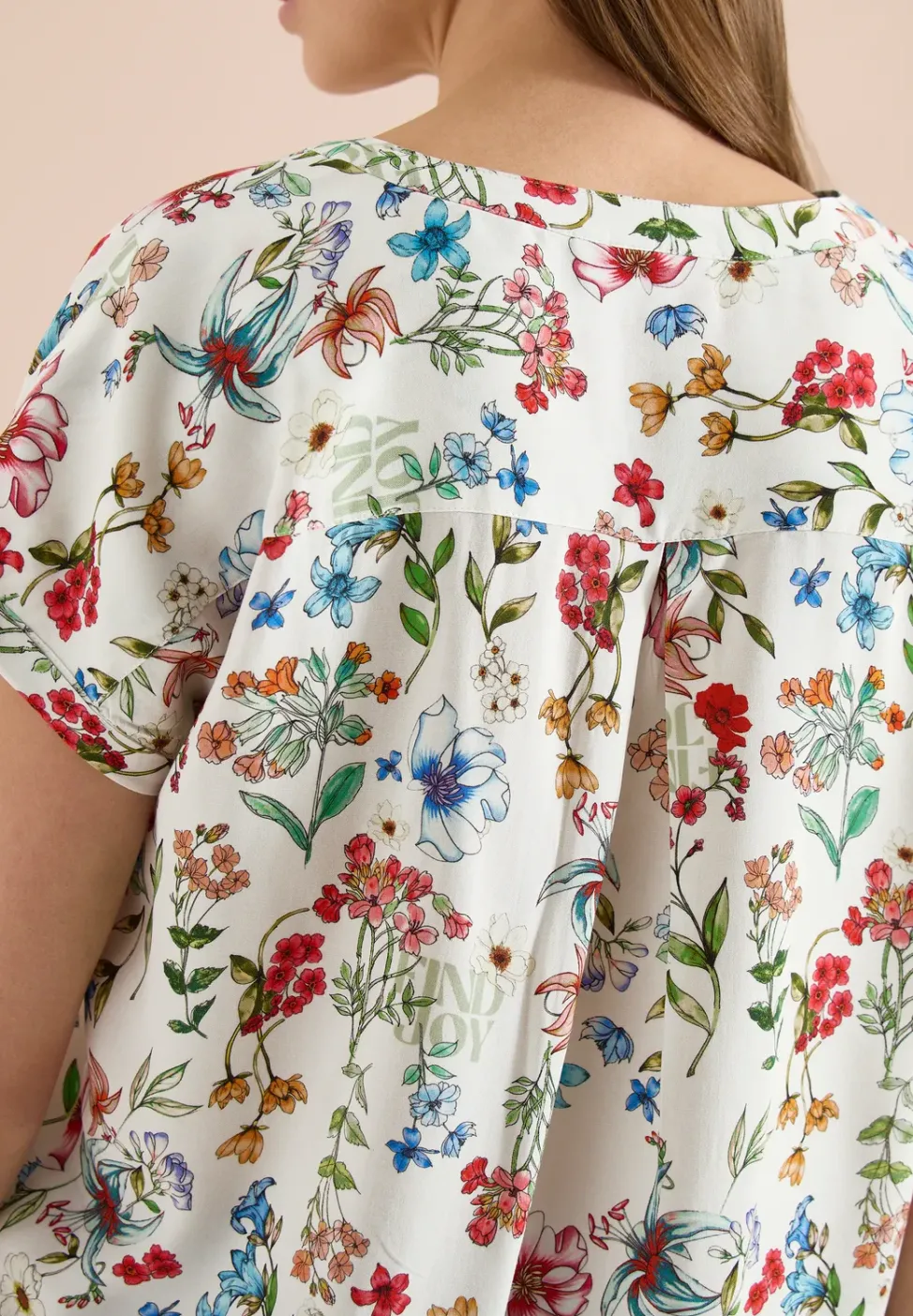 Bluse mit Split Neck und floralem Muster
