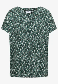 Bluse mit Split Neck und Minimal Print