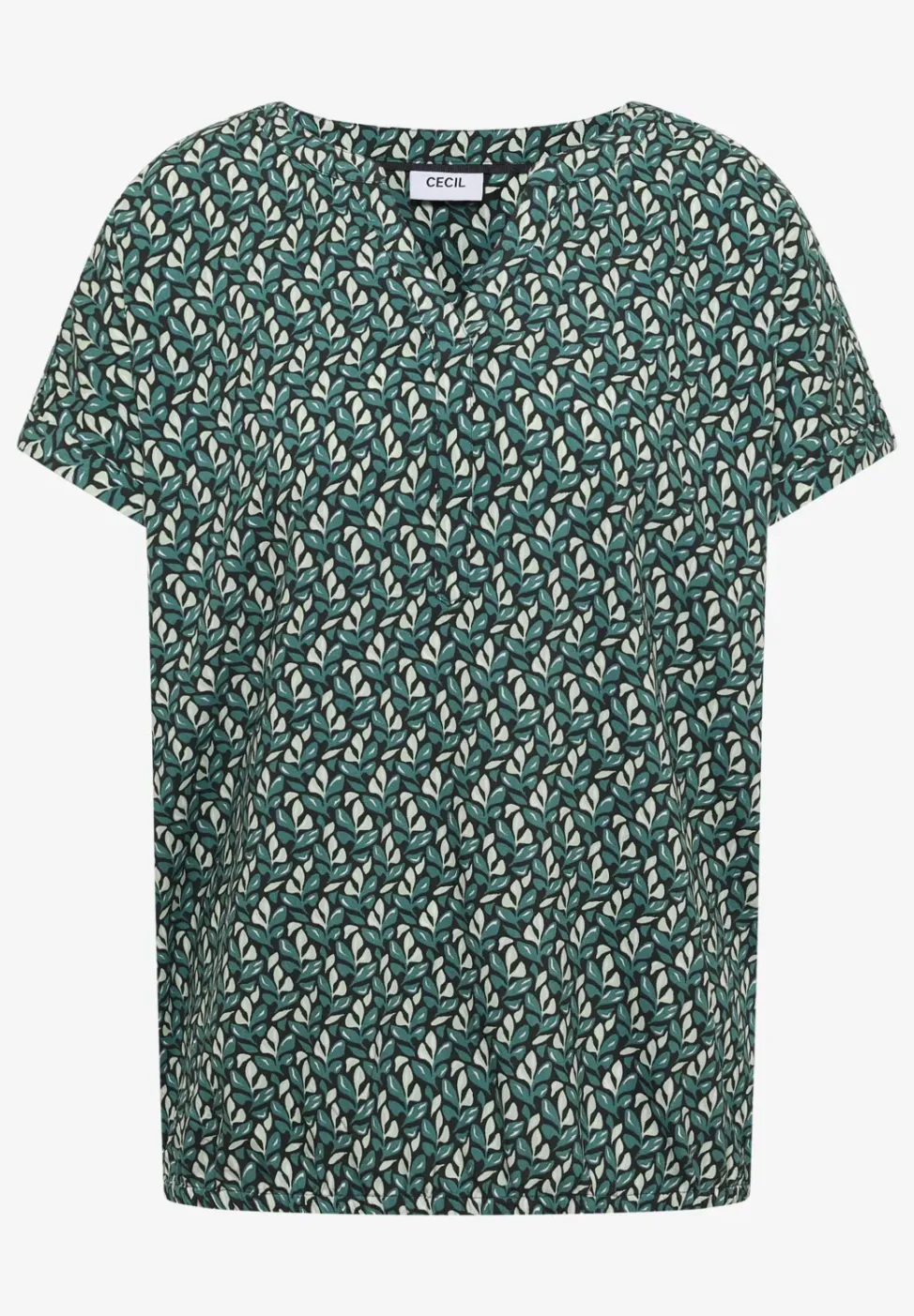 Bluse mit Split Neck und Minimal Print