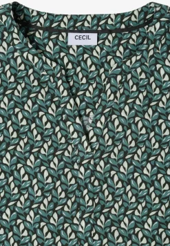 Bluse mit Split Neck und Minimal Print