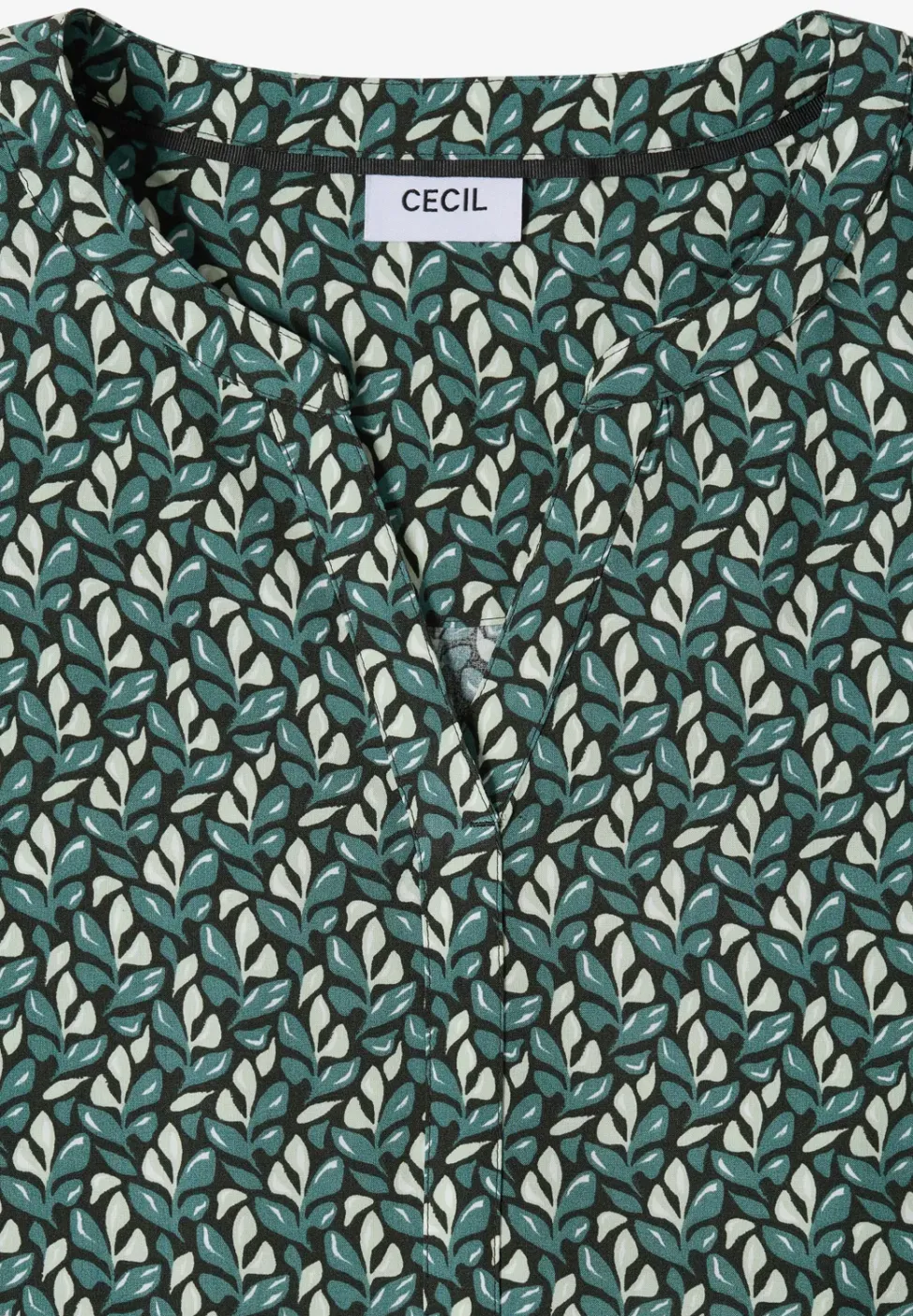 Bluse mit Split Neck und Minimal Print