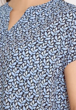 Bluse mit Split Neck und Minimal Print