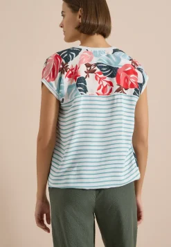 Bluse mit Split Neck und Printmix