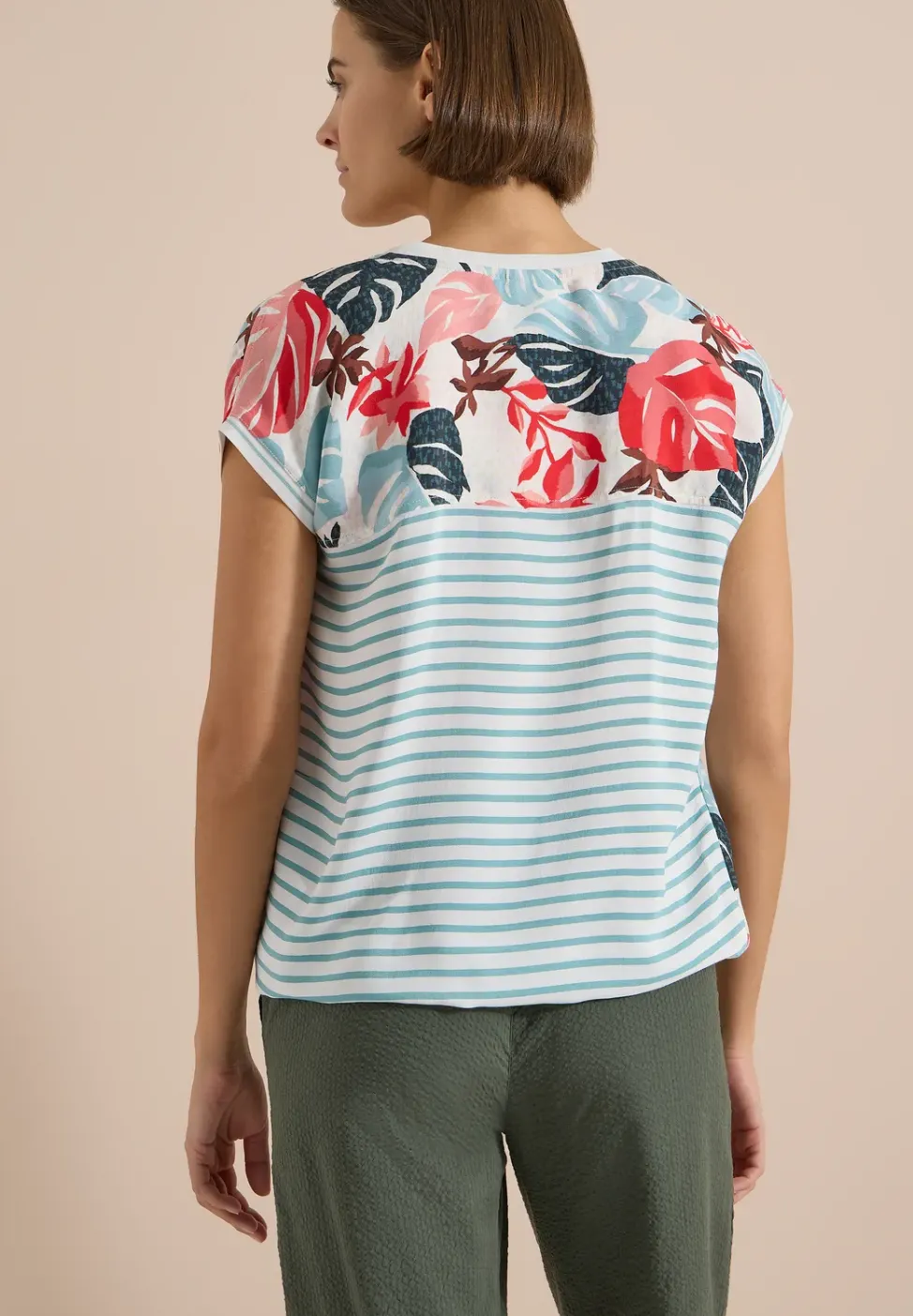 Bluse mit Split Neck und Printmix