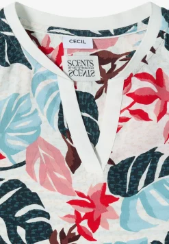 Bluse mit Split Neck und Printmix