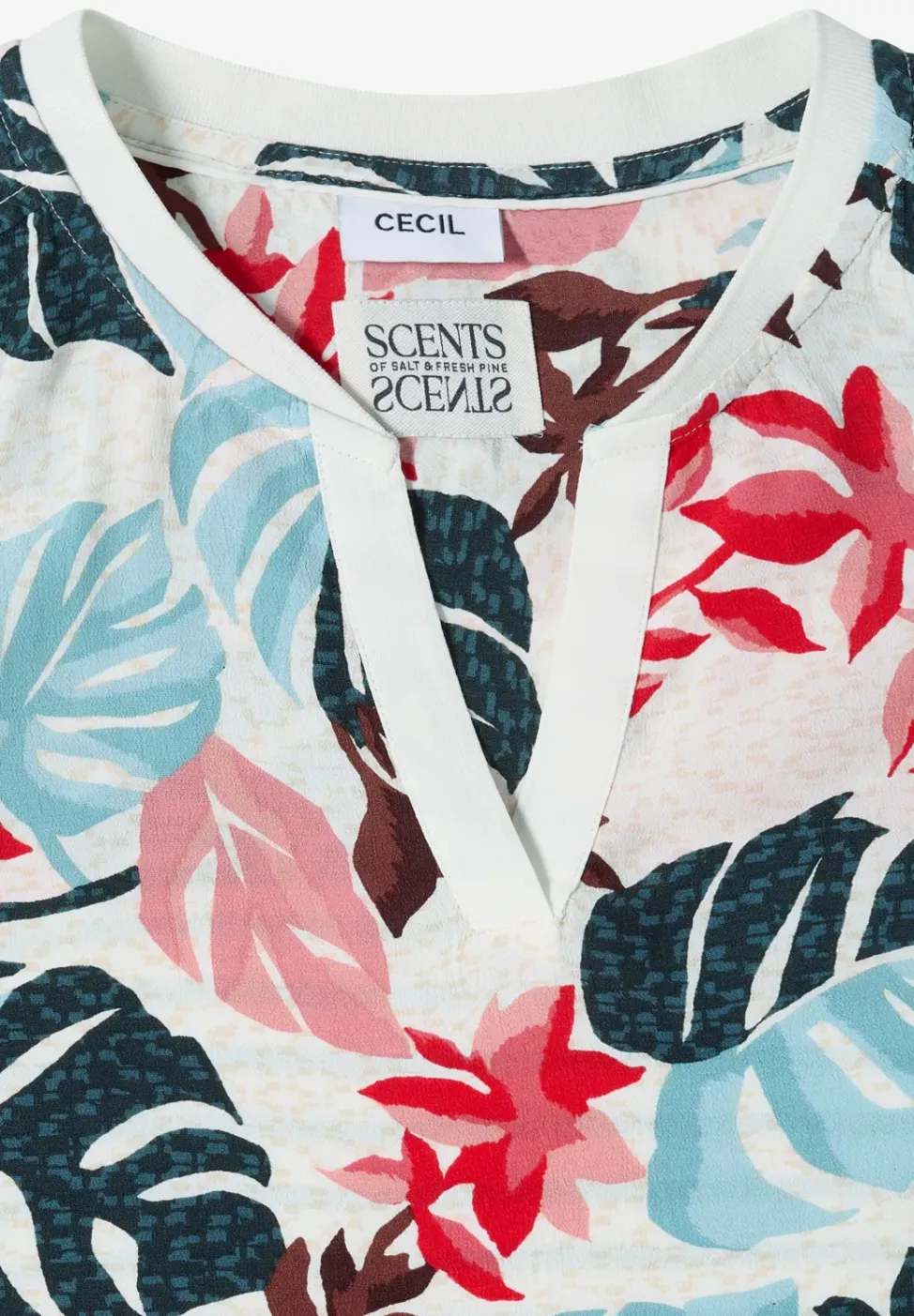 Bluse mit Split Neck und Printmix