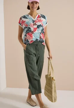 Bluse mit Split Neck und Printmix