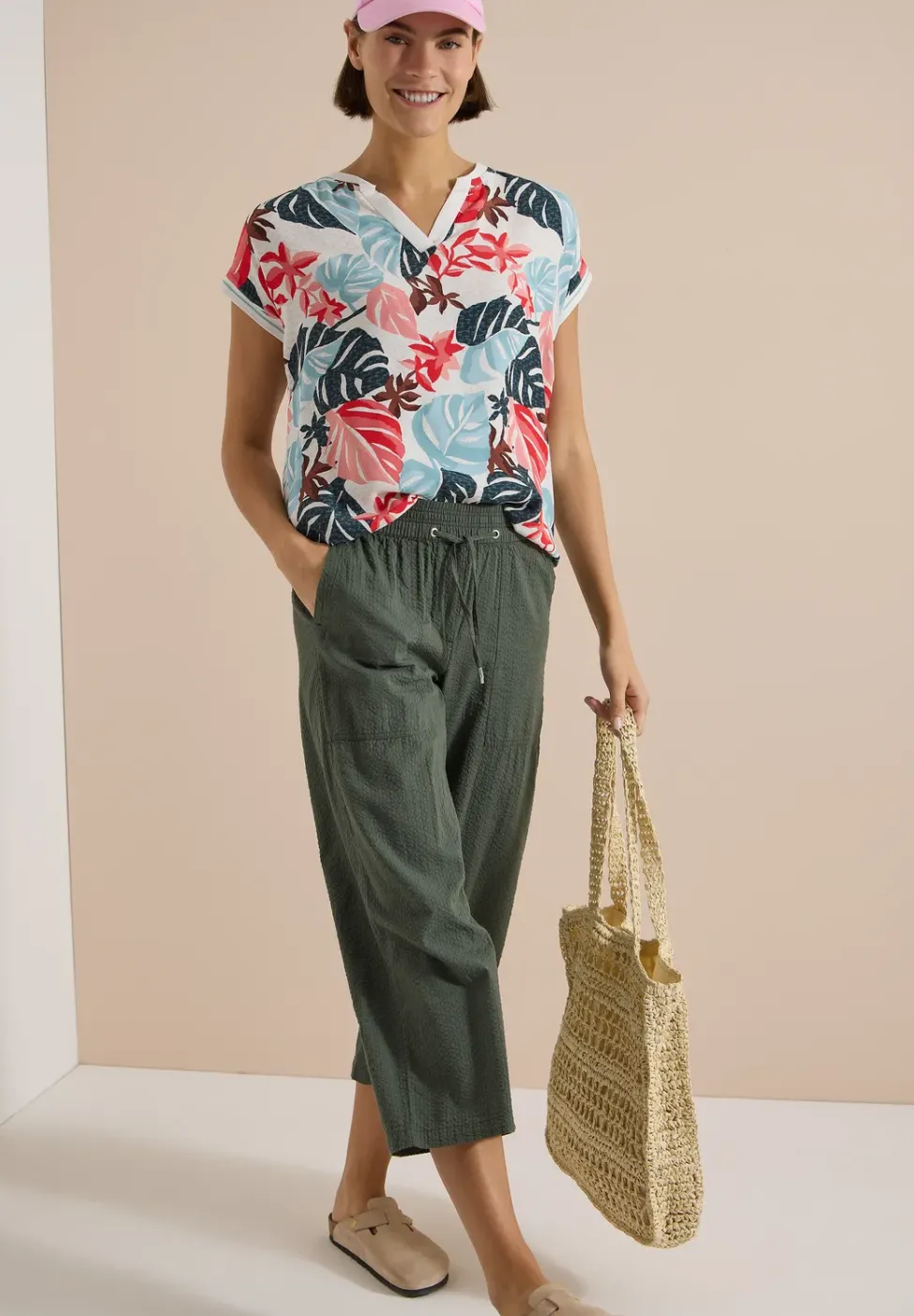 Bluse mit Split Neck und Printmix