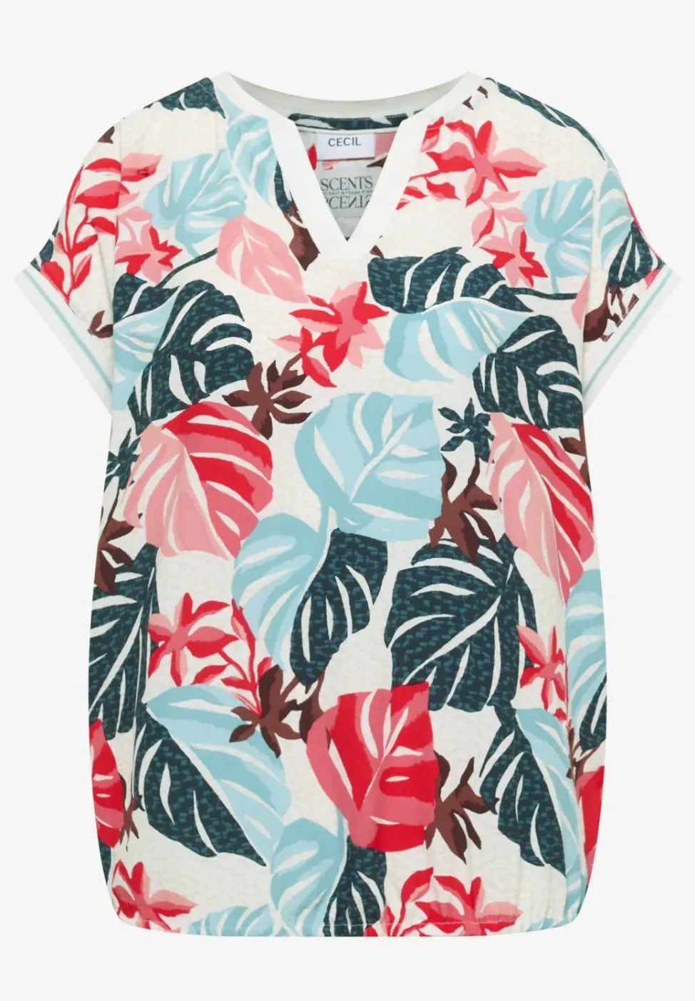 Bluse mit Split Neck und Printmix