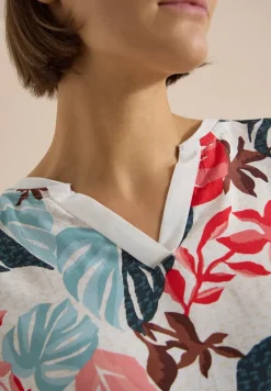 Bluse mit Split Neck und Printmix