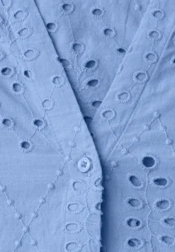 Bluse mit Split Neck und Shiffley-Muster